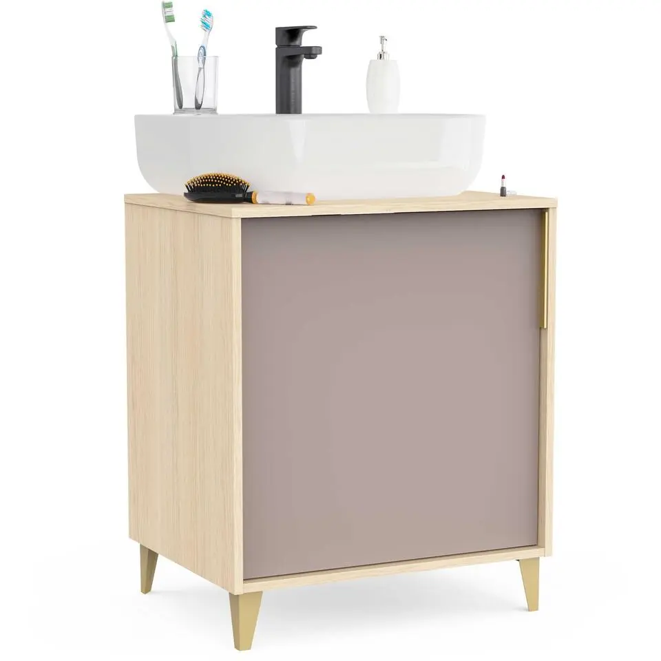 Wastafelonderkast Azul - 60x47x71cm - 1 deur - beige