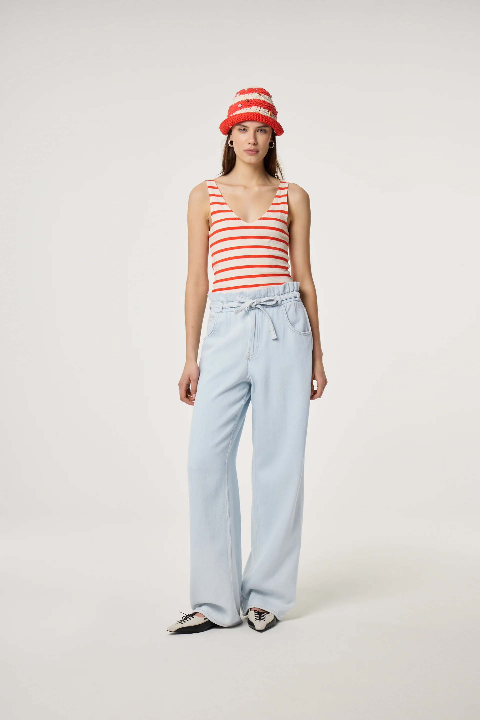 Lena Top | Cosy White/Tangerine Tango