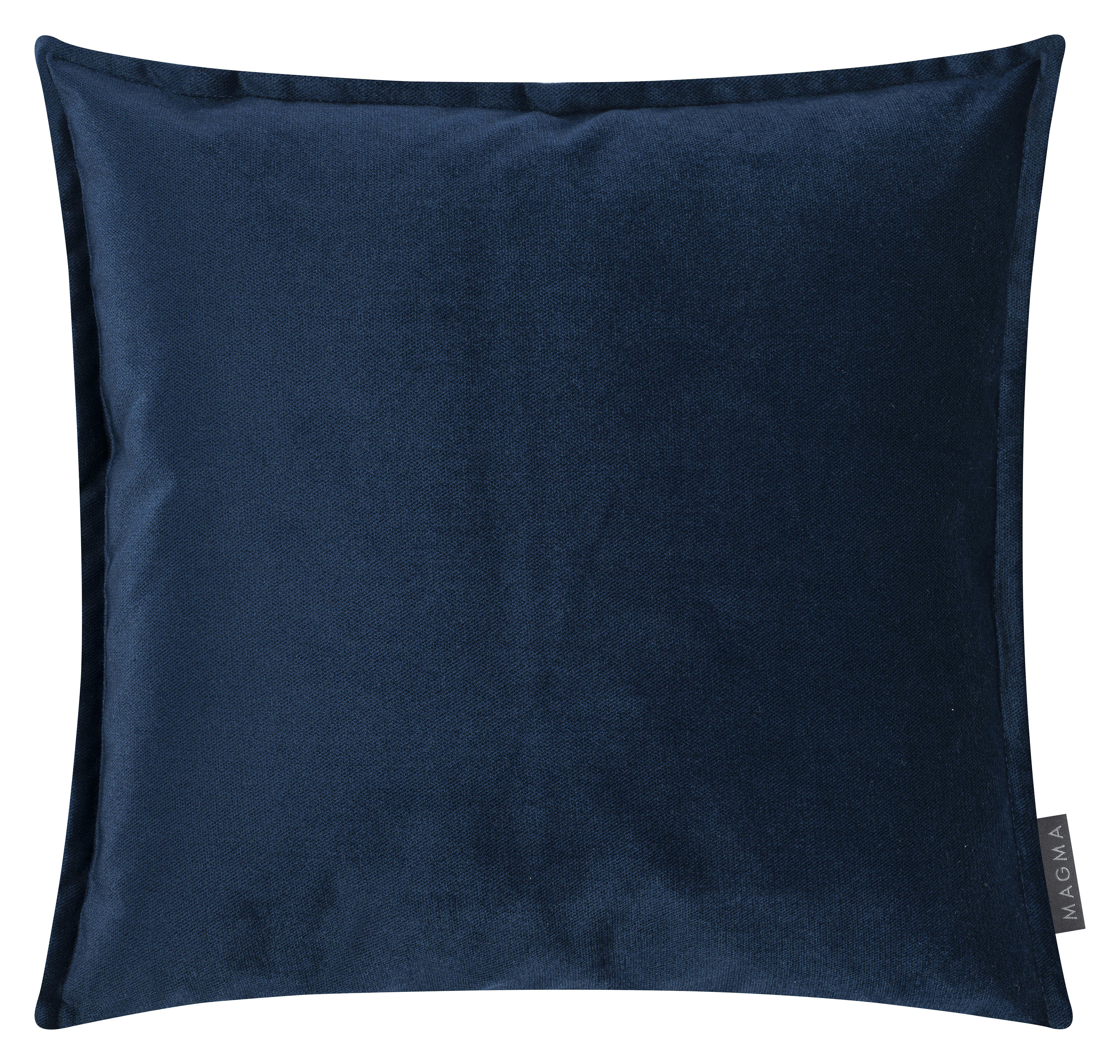 MARLA - Housses de coussin velours avec volant piqué bleu foncé 45x45-Lot de 2