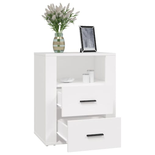 NNEVL Bedside Cabinet White 50x36x60 cm Engineered Wood