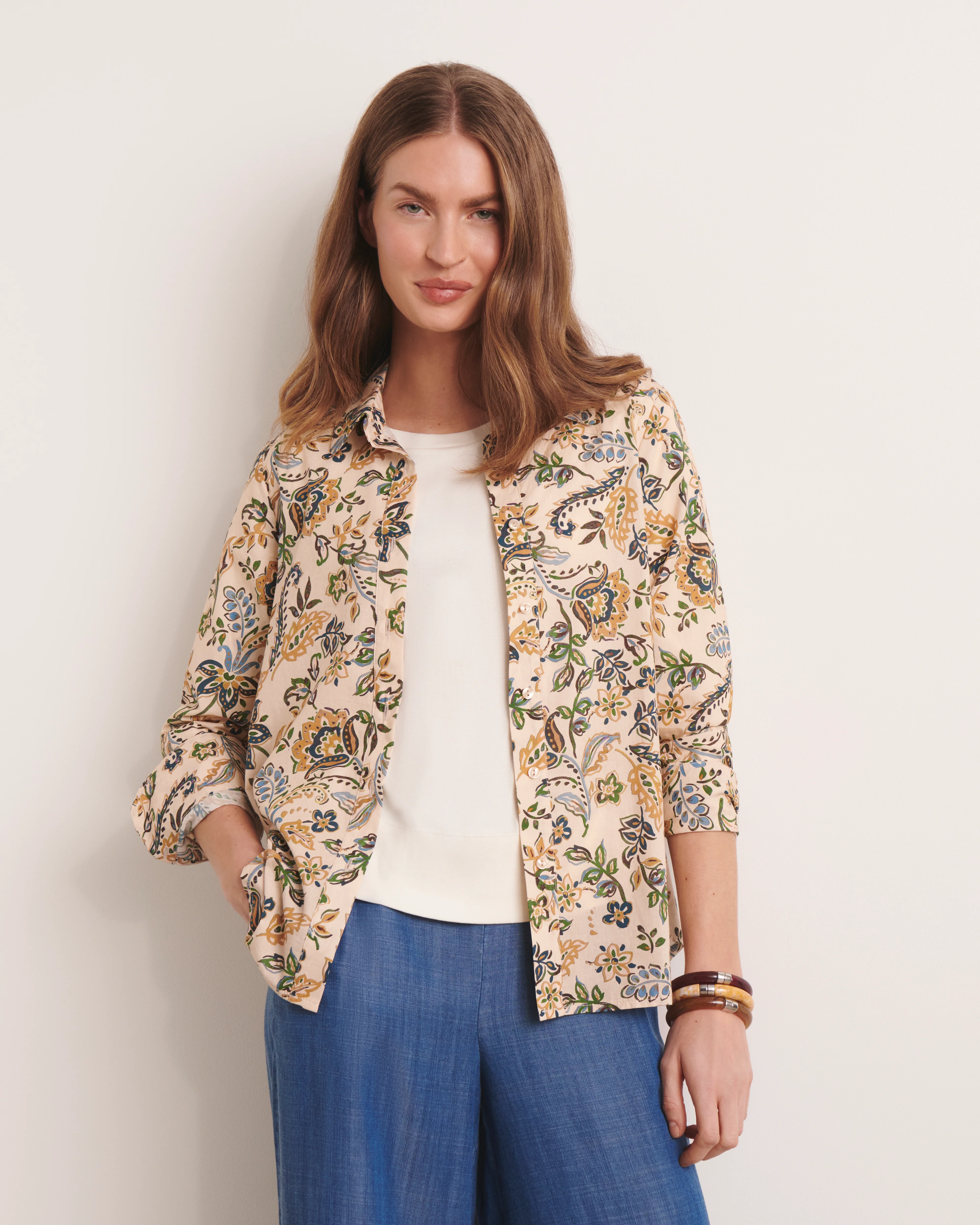 Chemisier beige imprimé CALABRE/13168/634