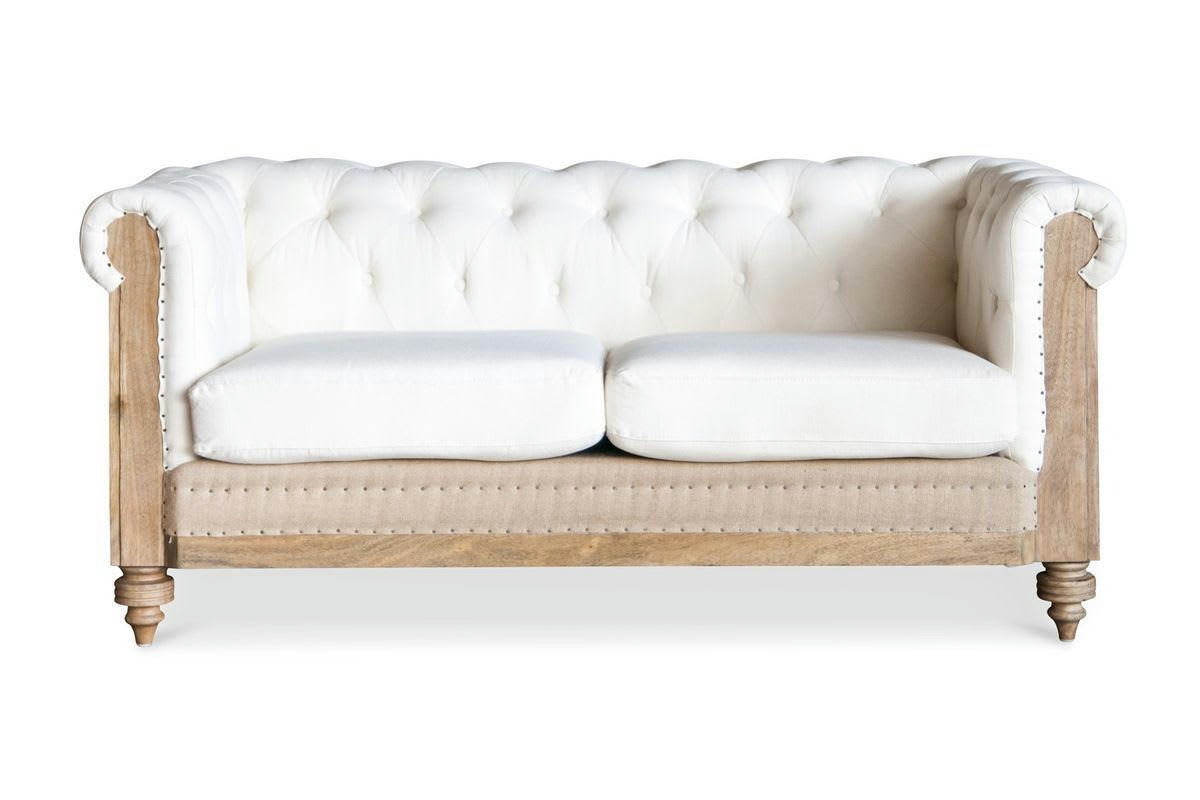 MONTAIGU - Canapé chesterfield 2 places en lin blanc