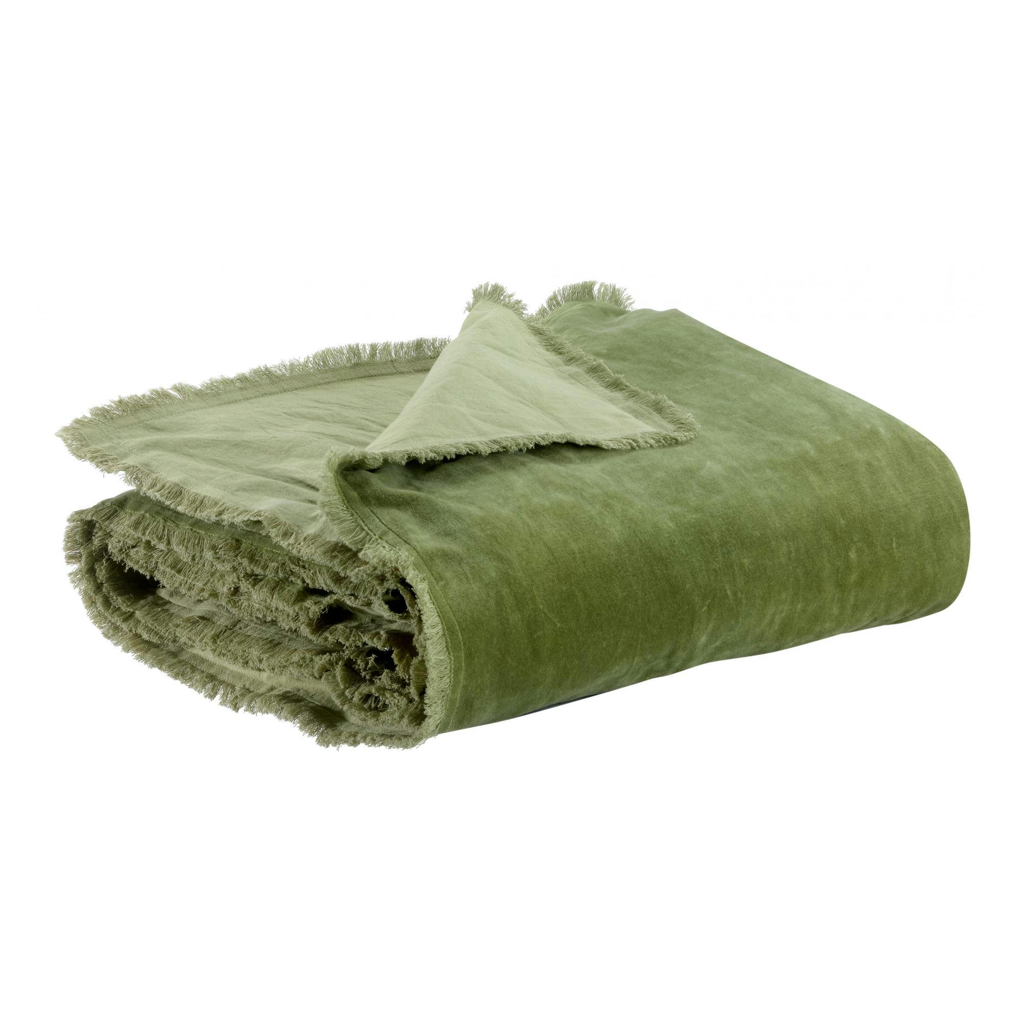 FARA - Édredon uni  en coton olive 85 x 200