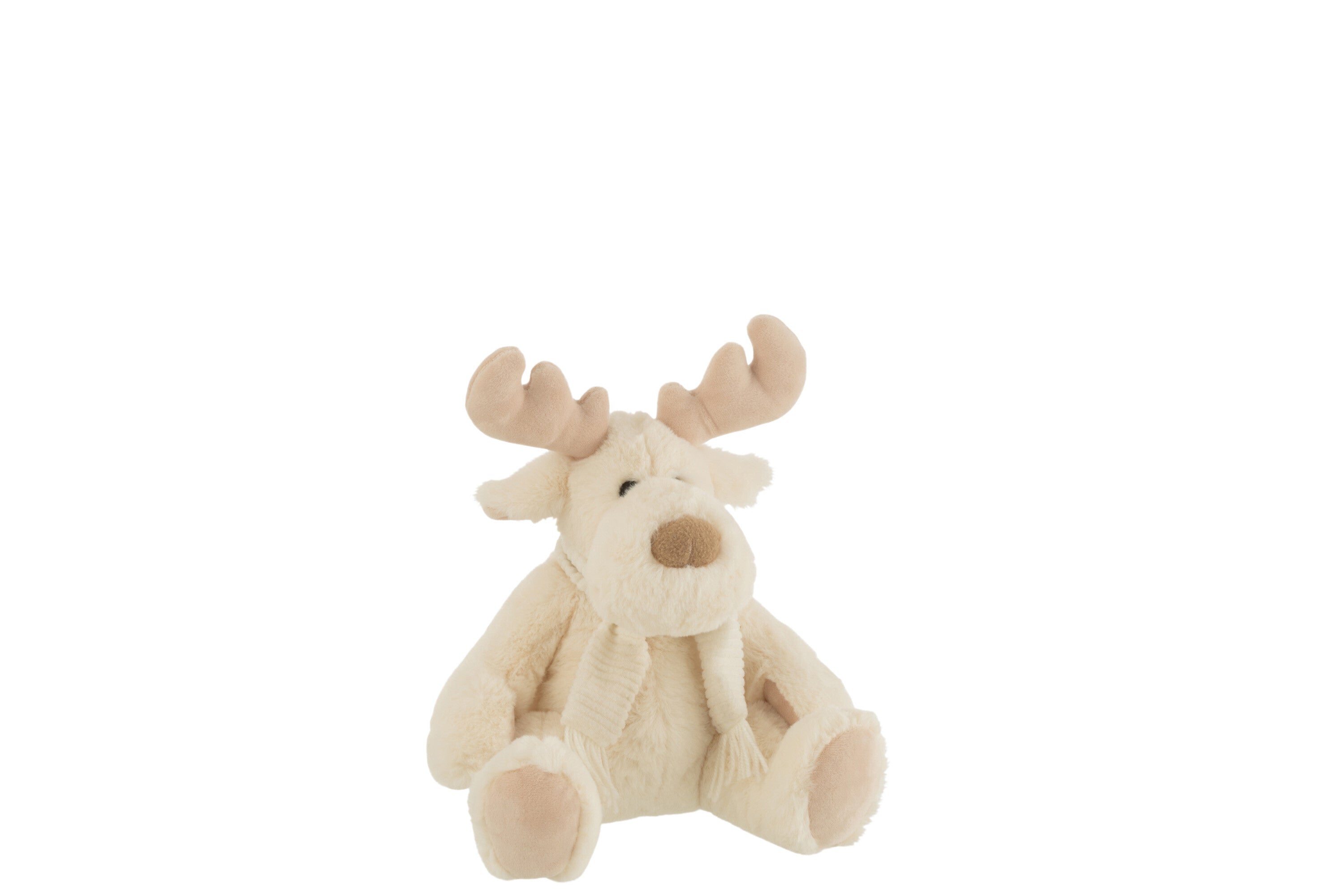 J-Line knuffel Rendier   Sjaal Zittend - textiel - wit/beige - small