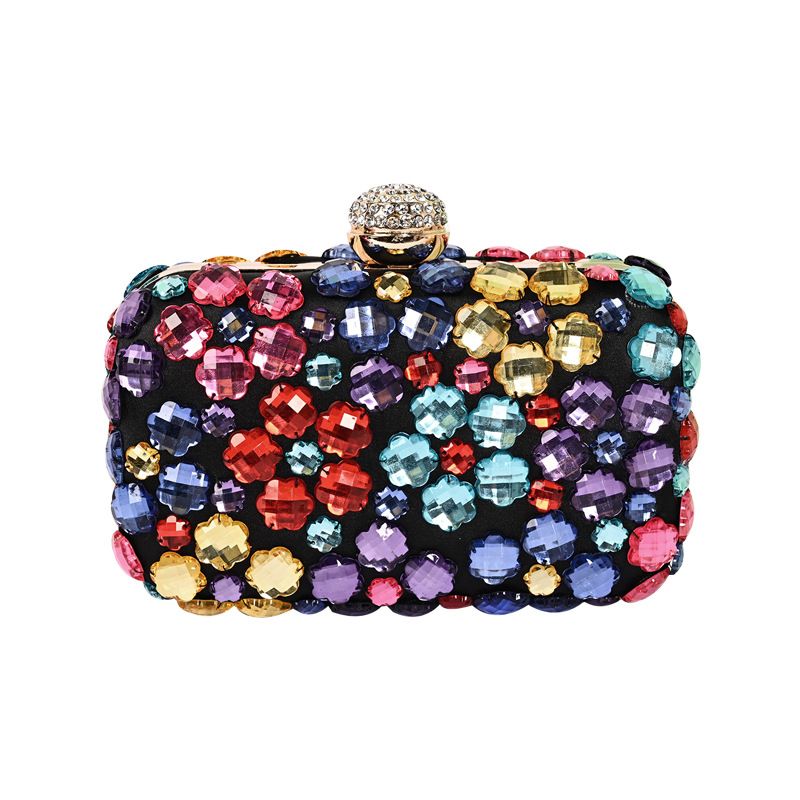 PEACH ACCESSORIES Multicoloured Crystals Evening Clutch Bag