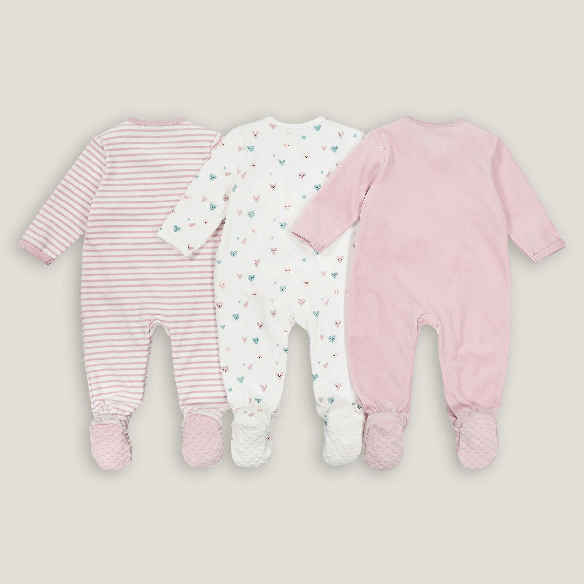 Lot de 3 pyjamas 1 pièce velours