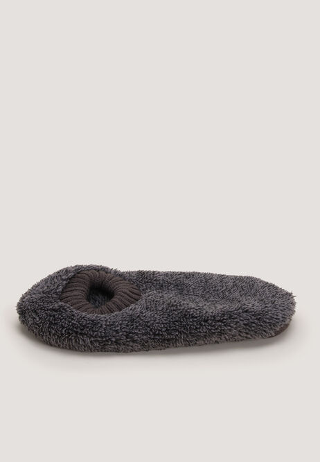 Mens Grey Cosy Fleece Lined Footlet Slippers