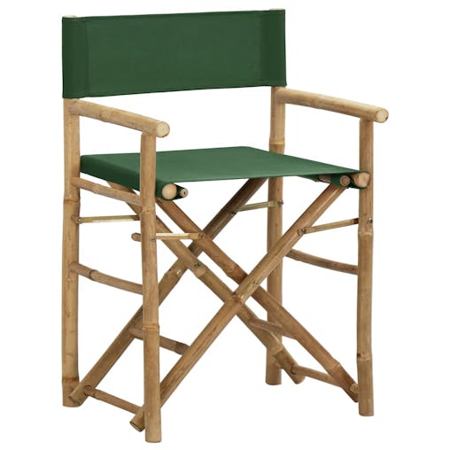 NNEVL Folding Director's Chairs 2 pcs Green Bamboo and Fabric
