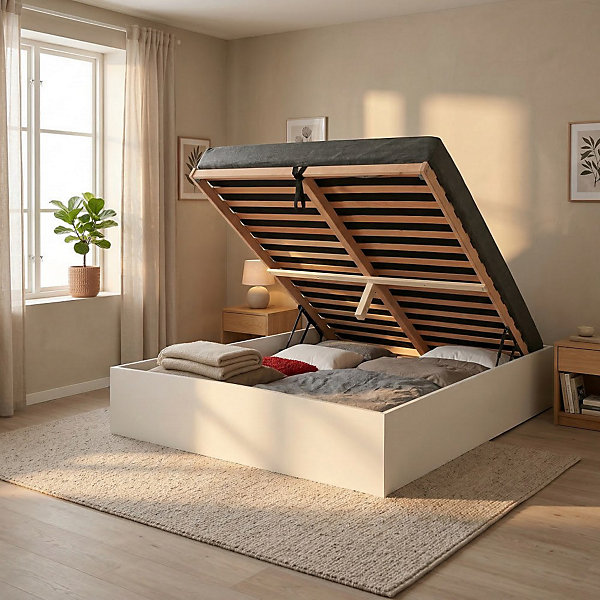 Lit coffre BILBAO 160x200 cm   sommier / blanc
