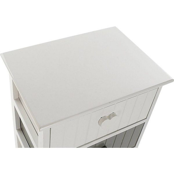 Commode blanche et grise en bois avec tiroirs coeurs déco chambre 40 x 29 x 90 cm Blanc et gris bicolore
