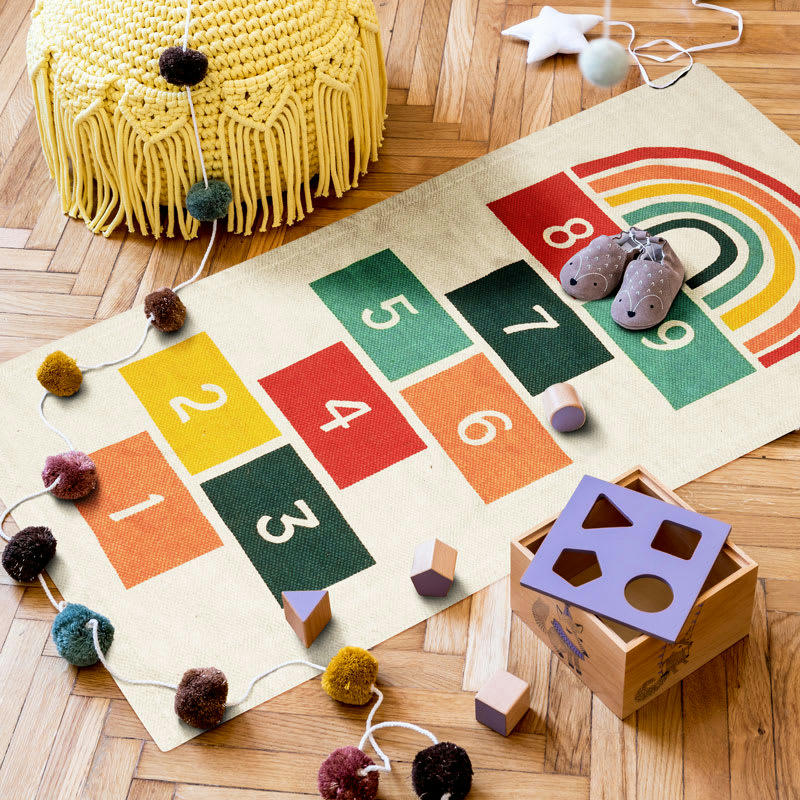 KIDS - Tapis en coton marelle multicolore 60x120