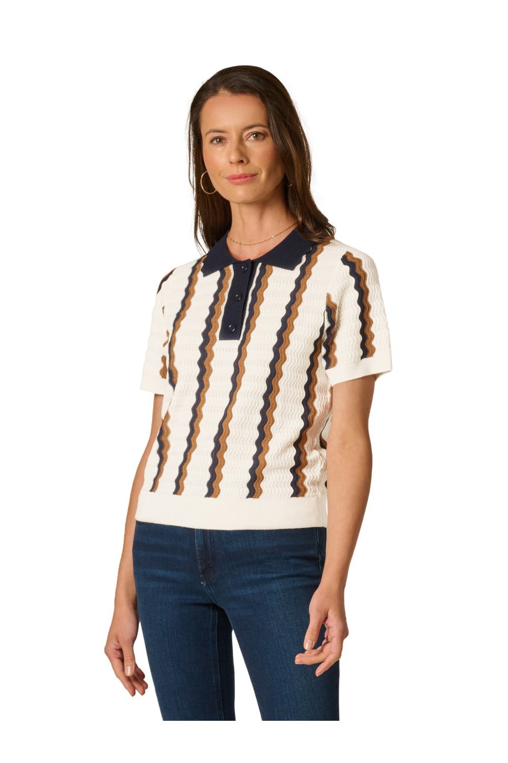 Adrianna Papell Wavy Pointelle Sweater