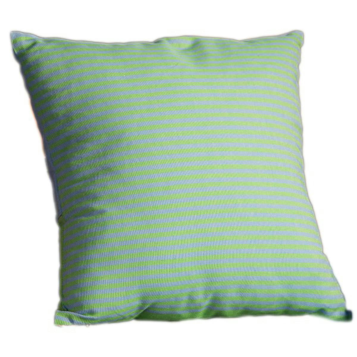 TANGER - Housse de coussin en coton à rayures vert et bleu 40 x 40