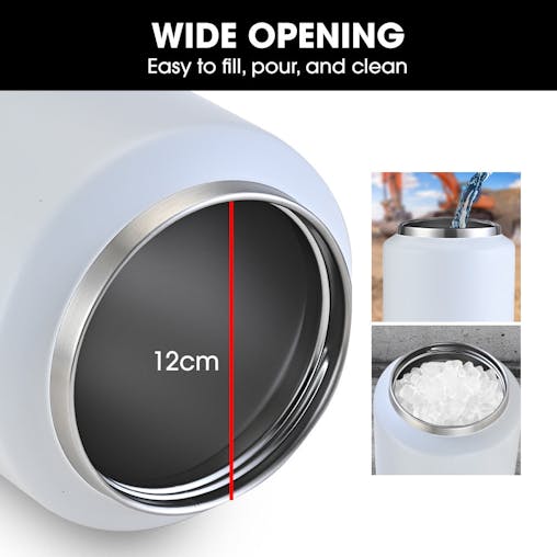 NNEMB 3.8L Double Wall Insulated Stainless Steel Water Bottle, Drink Jug with Handle, White