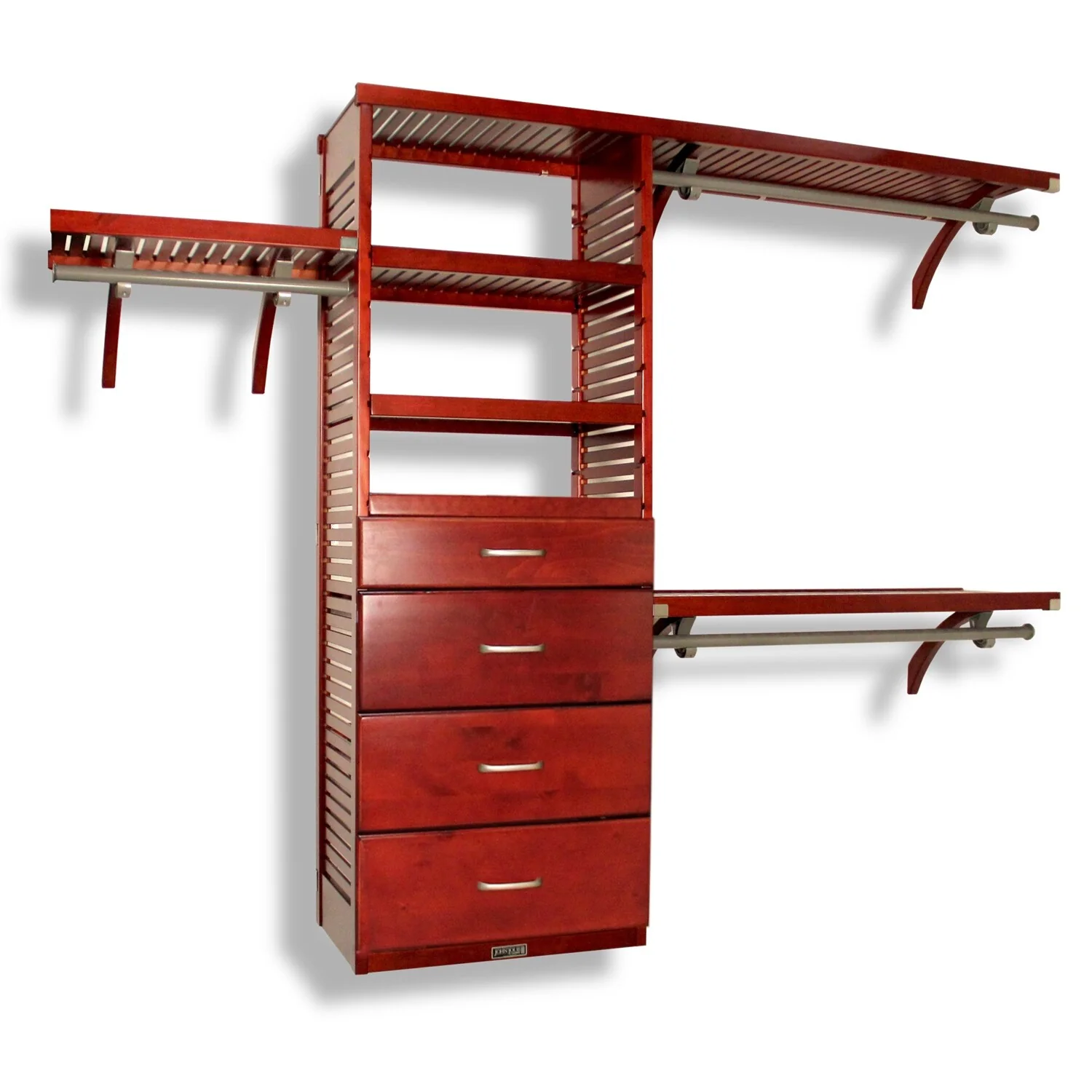 John Louis Home Solid Wood Walk-In Closet System with 4-Drawers Red Mahogany