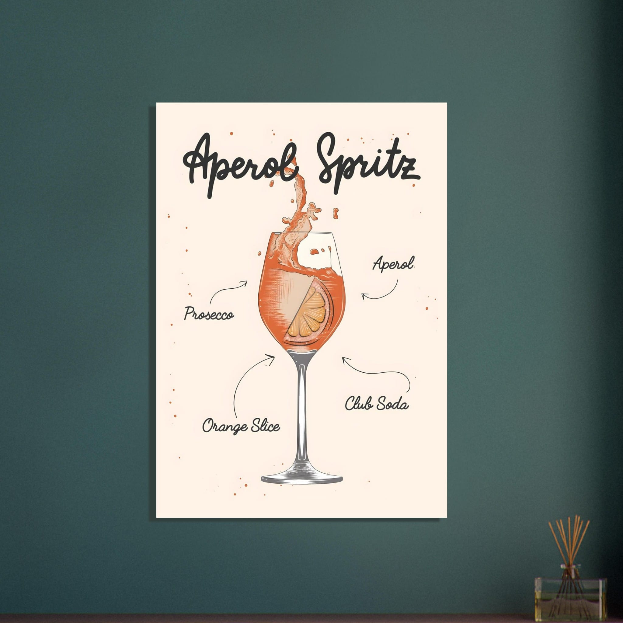 Artfulprints Aperol Spritz cocktail II – Illustratie  poster 70x100 cm