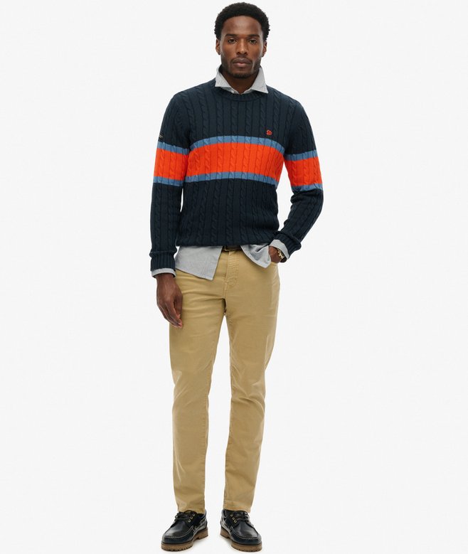 Cotton Stripe Cable Jumper