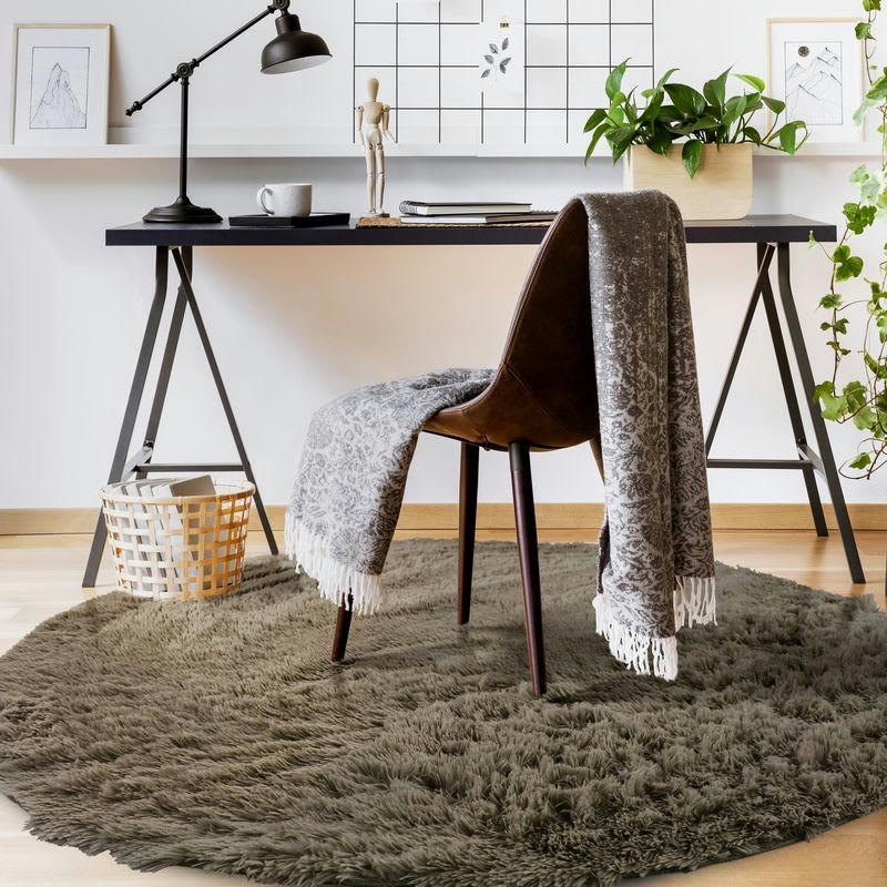 NEO - Tapis lavable à base fine et souple extra doux taupe diam.160