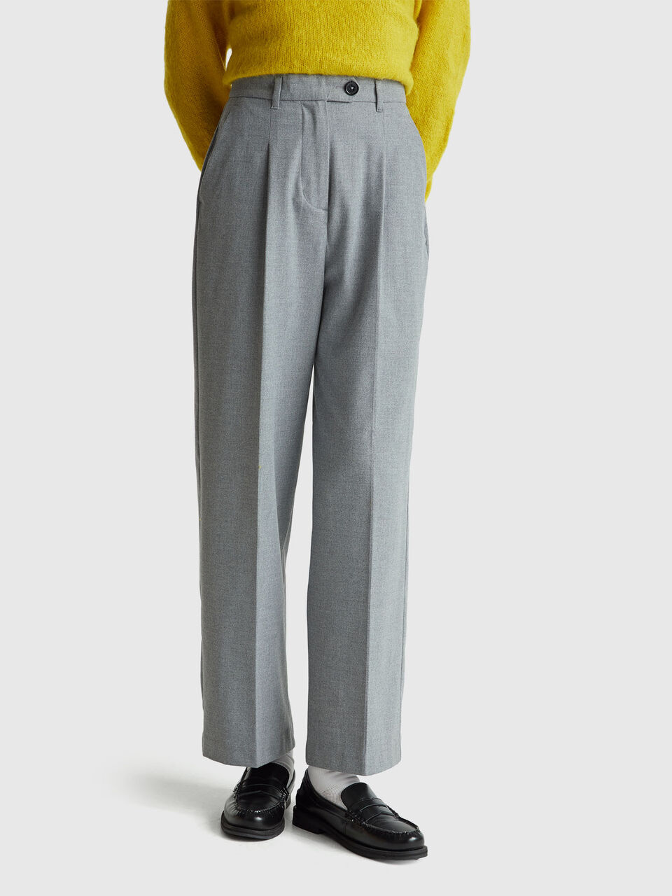Wide flannel trousers