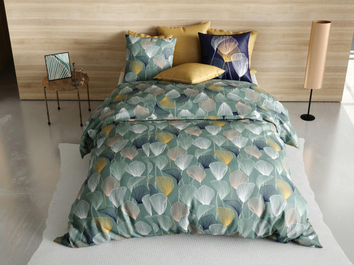 COTTEY - Parure housse de couette coton vert 220x240 cm