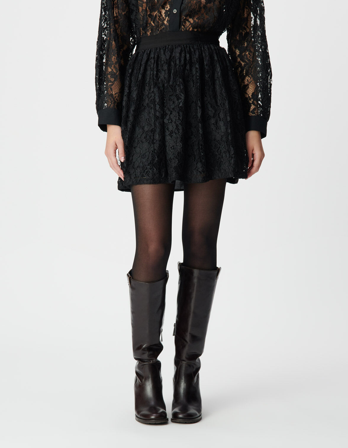 Jupe courte noire tout dentelle Femme