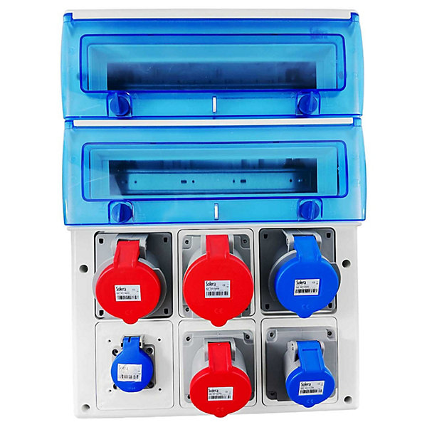 1332pv6 Coffret étanche Ip65 Pour 6 Prises Industrielles à Composer - 2 Rangées De 16 Modules - Solera Indubox