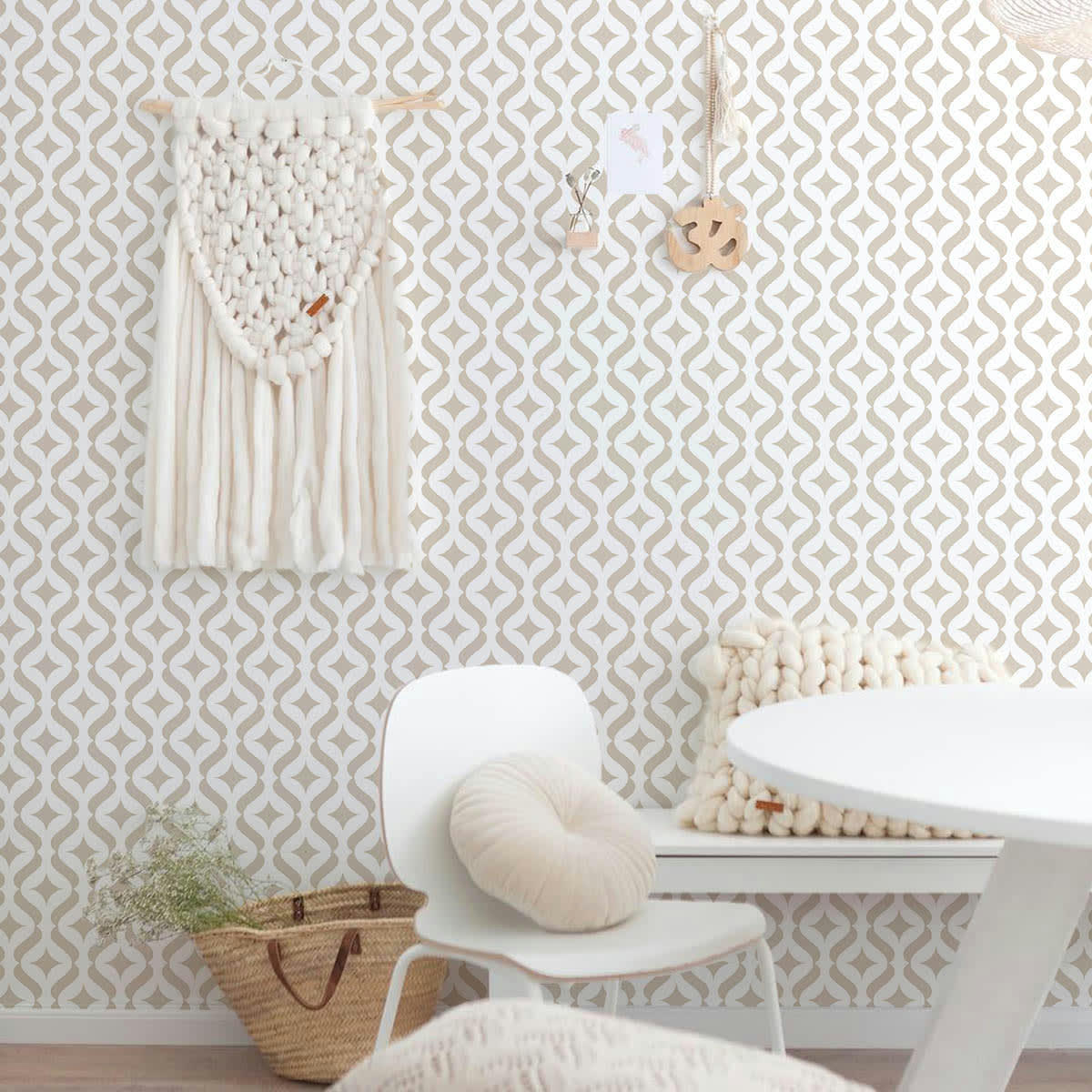 MODERN - Papier peint vinyle adhésif moderne écru 50x300 cm