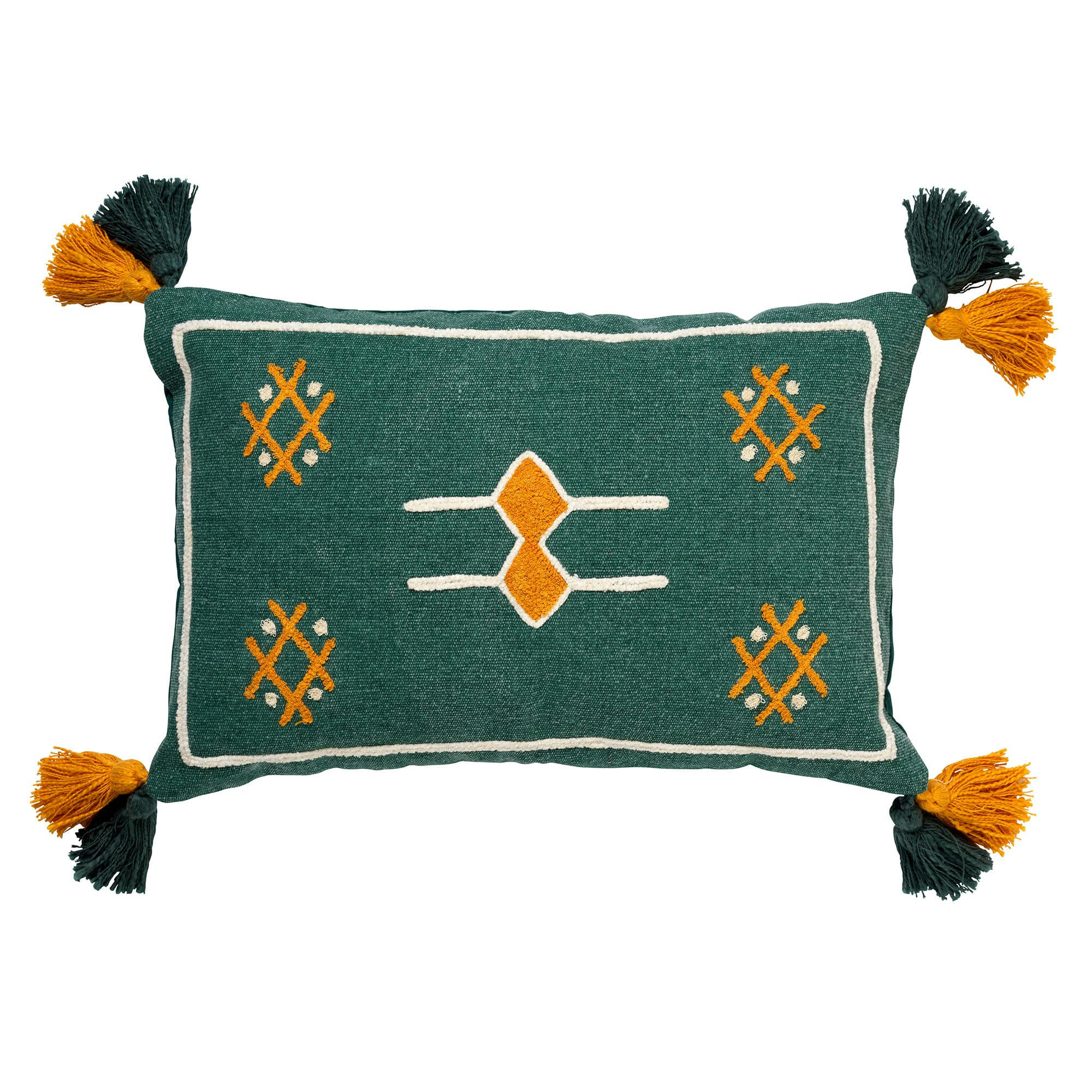 ZINA - Coussin - vert en coton 40x60 cm avec imprimé rétro