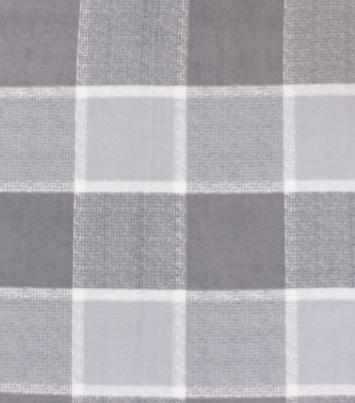 Gray Large Plaid Anti Pill Fleece Fabric