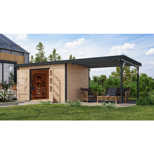 Gartenhaus »Haby 7 A«, BxHxT: 693,5 x 219 x 240 cm (Außenmaße inkl. Dachüberstand), Wandstärke 28 mm
