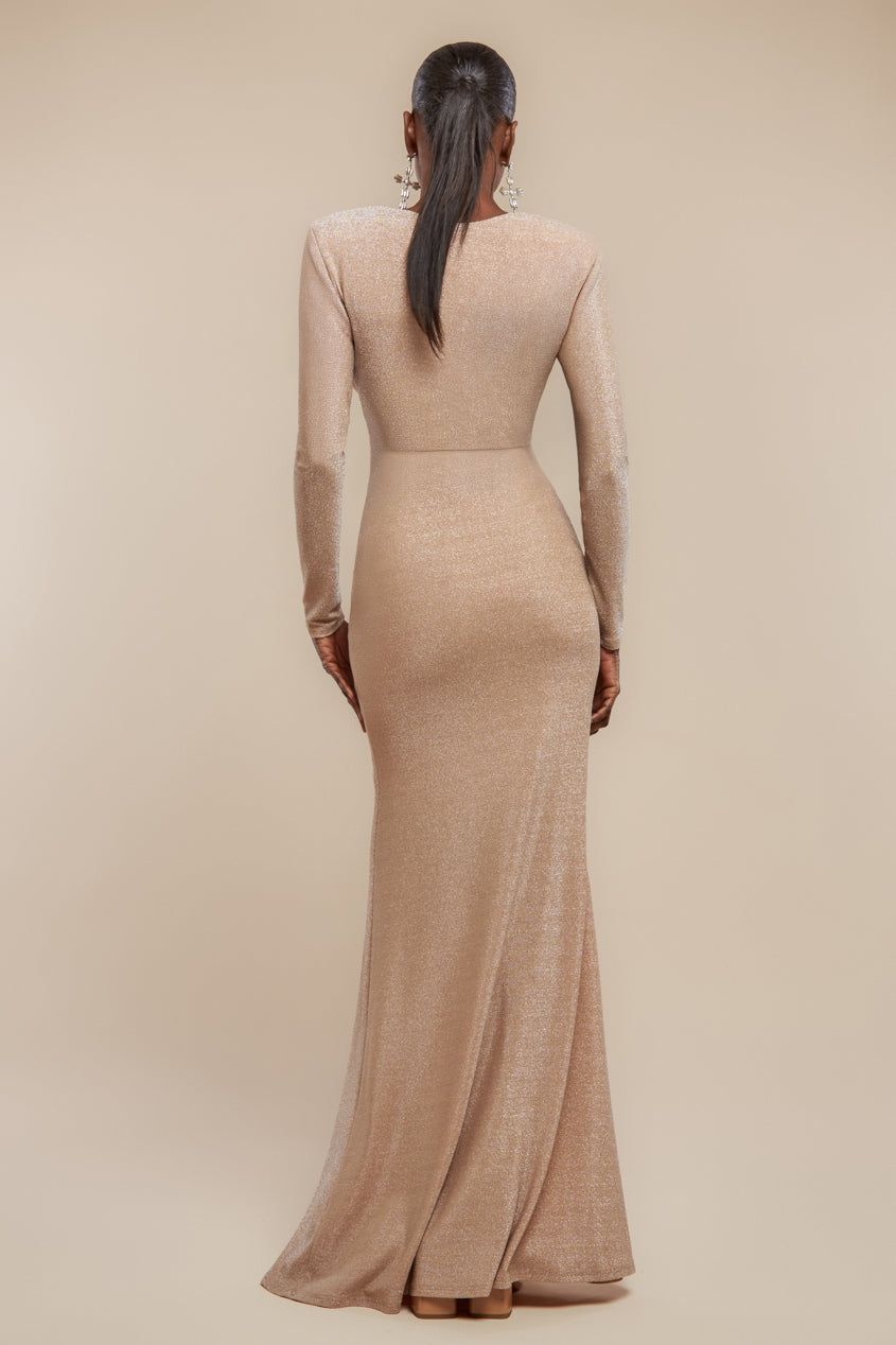 Goddiva Front Wrap Lurex Bodycon Maxi Dress