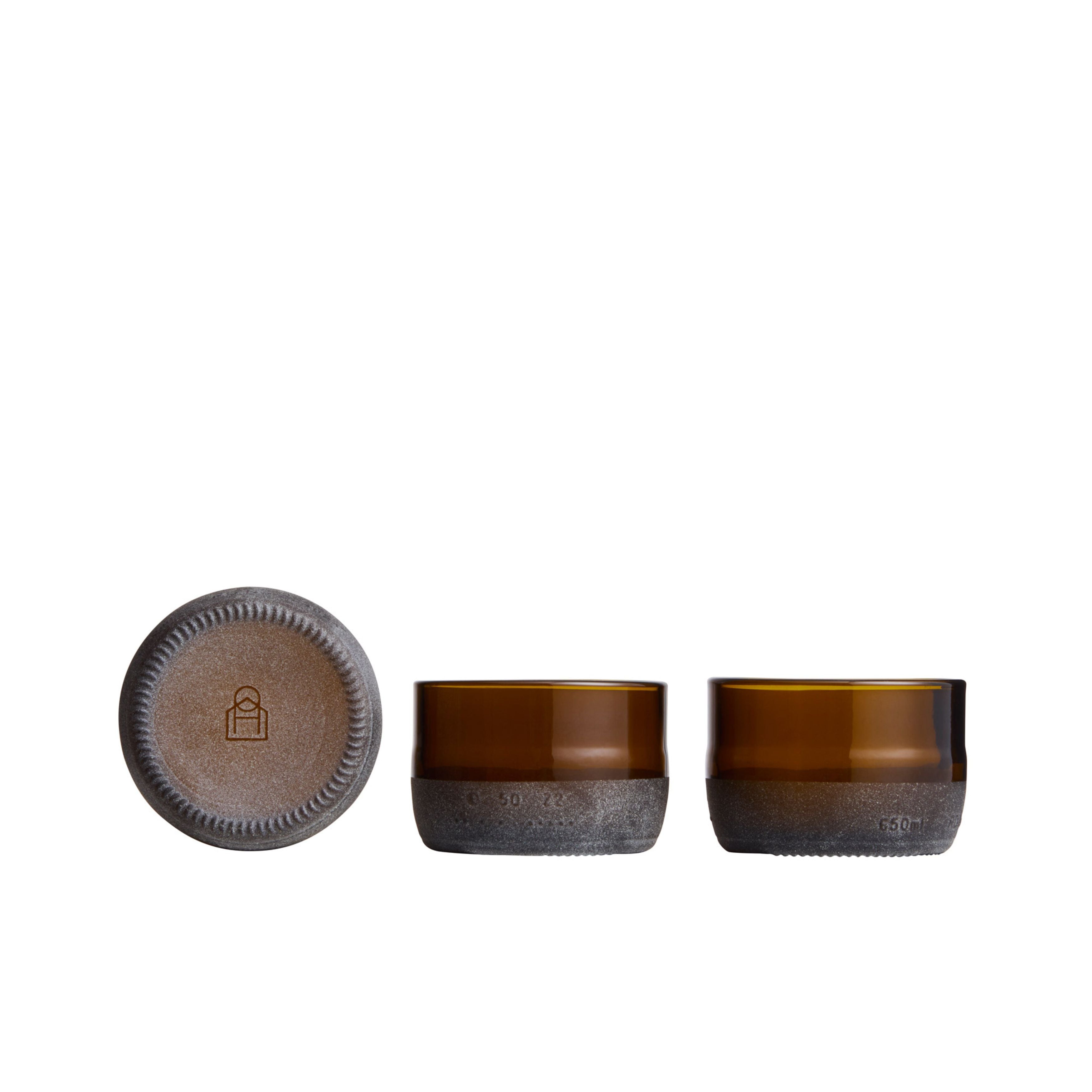 Originalhome glazen gerecycled bierflesje - bruin - set van 3