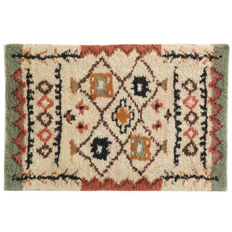 - Tapis berbère en laine et coton tuftés multicolores ethnique