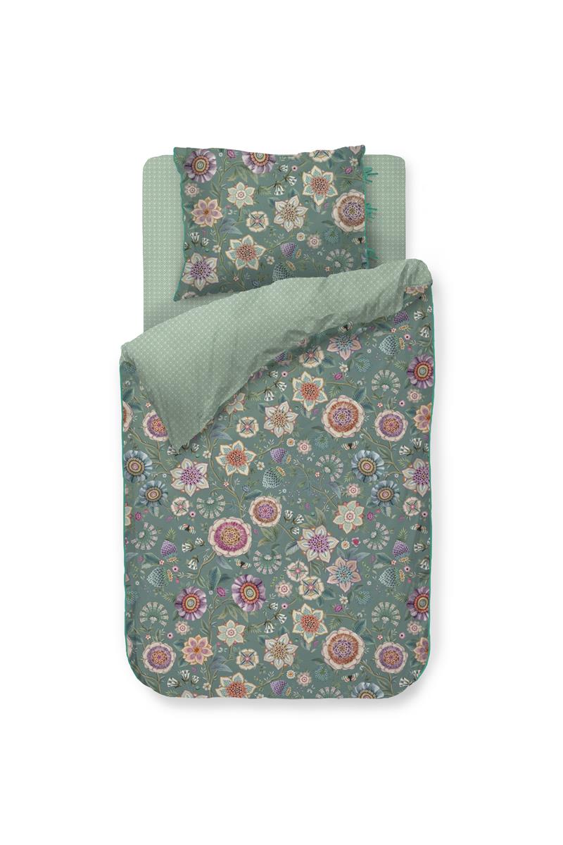 Pip Studio dekbedovertrek Viva Las Flores - 140x200/220 cm - groen