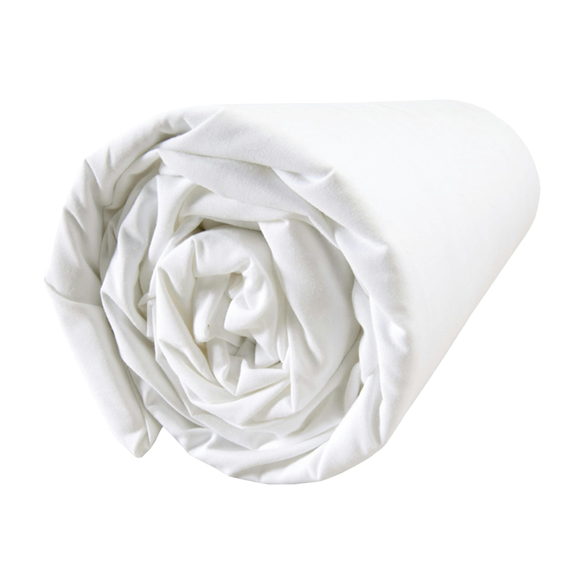 DOUCE NUIT - Drap-housse uni en coton Blanc 140x190/200cm - Bonnet 30cm