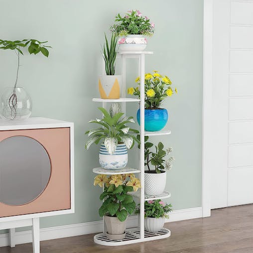 SOGA 4-Tier 5-Pot White Metal Plant Rack Flowerpot Display Stand