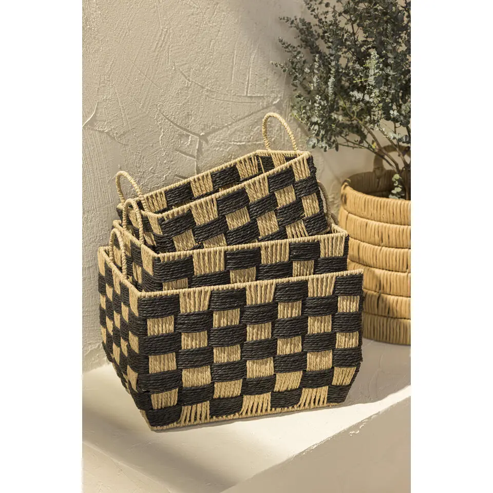 Mand Check naturel/zwart - 27x30x20 cm