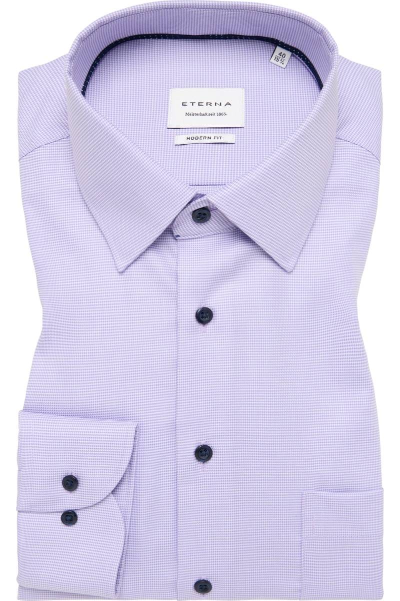 ETERNA Modern Fit Hemd violett, Strukturiert