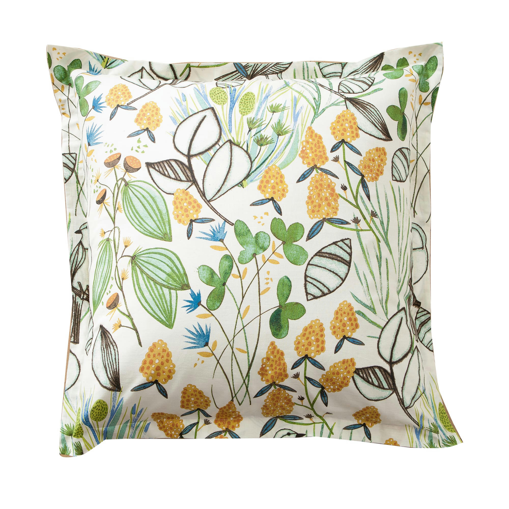 SON REVE - Taie d'oreiller carrée jaune en coton 63x63