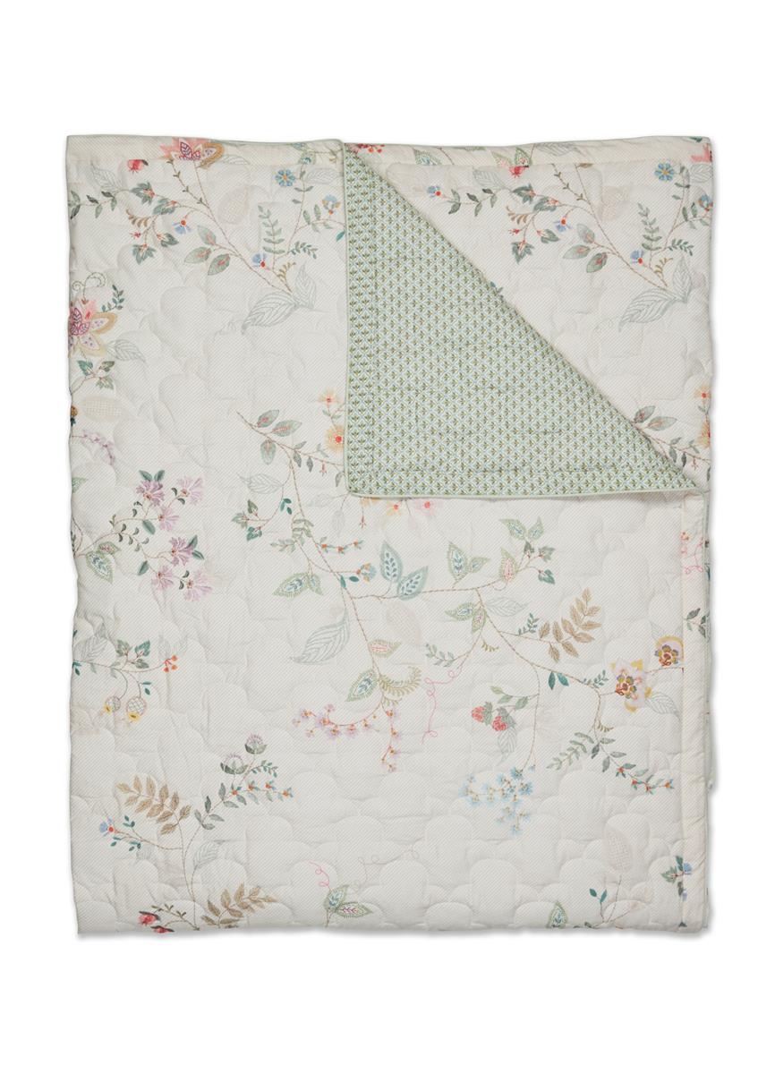 Pip Studio sprei Kili Flower Quilt - 270x260 cm - wit