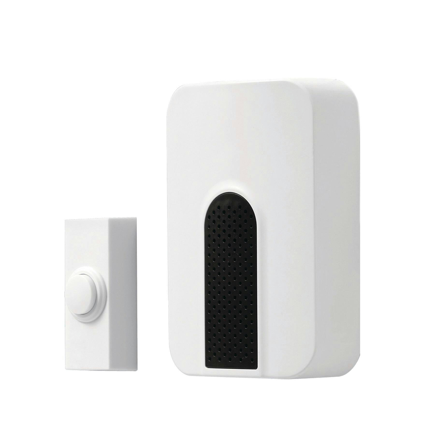 HeathZenith Wireless Plug-In 85-db 150-ft 3-Tune Doorbell Chime Kit, 1 Push Button, Black/White