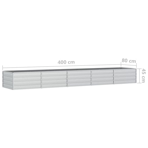 NNEVL Garden Raised Bed 400x80x45 cm Galvanized Steel Silver