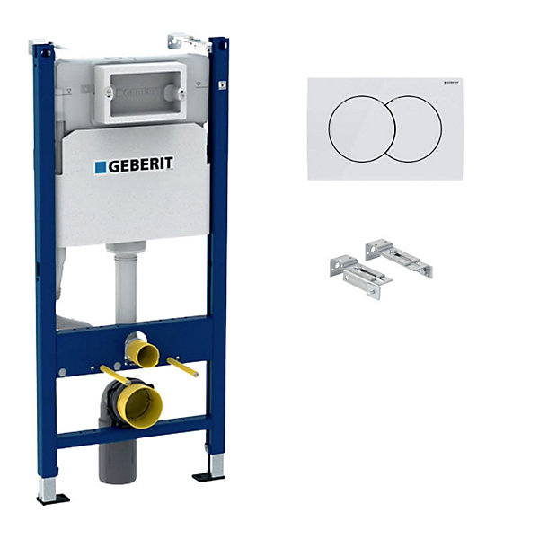 Delta Pack bati-support Geberit Duofix 112cm   plaque de commande blanche Delta01   fixations murales (111.154.11.2)