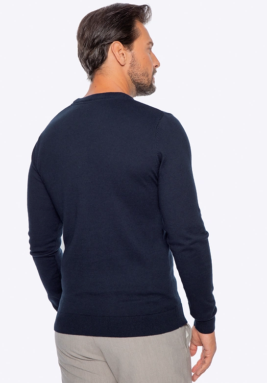 Sweter męski z bawełny z domieszką kaszmiru granatowy