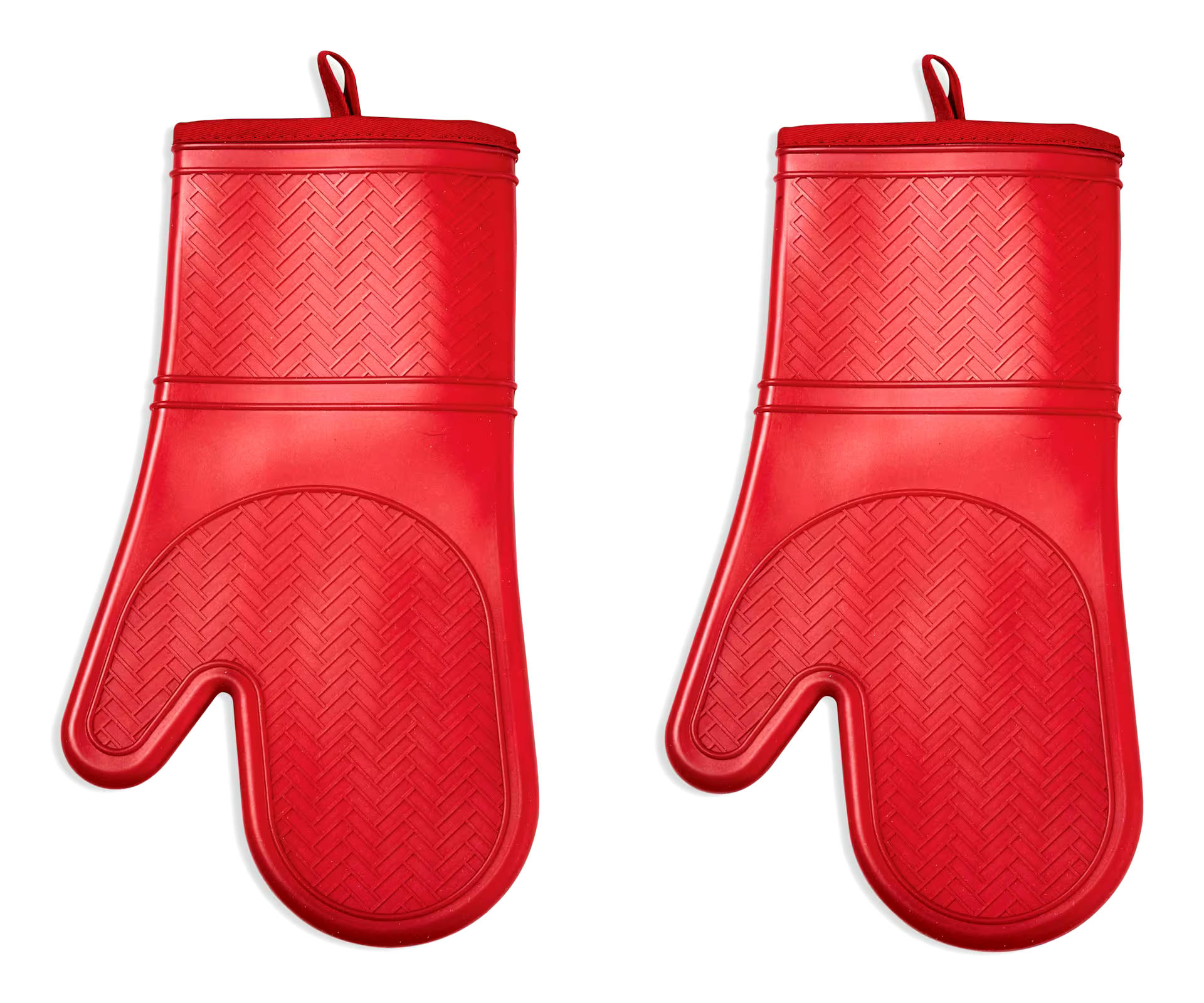 MASTER Chef 2pc Silicone Oven Mitt Set, Non-Slip Grip, Red