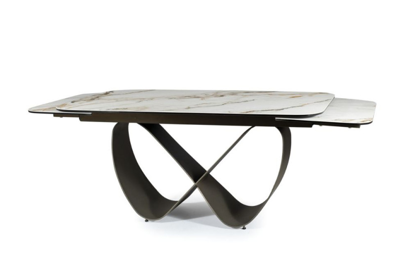 Stół rozkładany INFINITY CERAMIC 160(240)x95 biały/brązowy