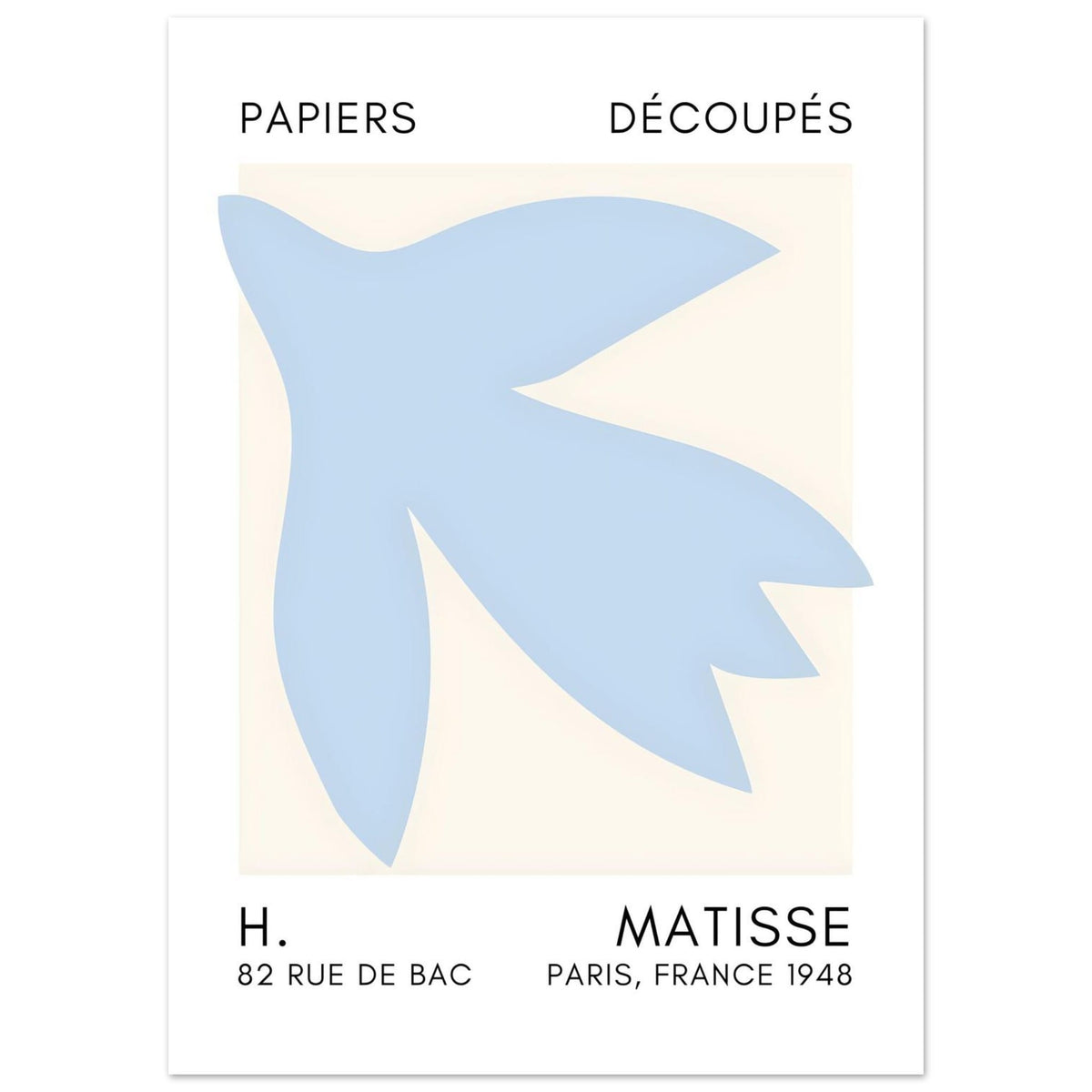 Artfulprints Poster Matisse – Shapes in the air light blue  - 50x70 cm - Blauw