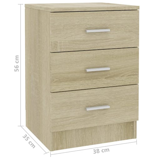 NNEVL Bedside Cabinet Sonoma Oak 38x35x56 cm Chipboard