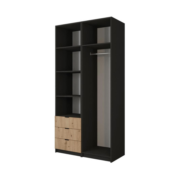 Zestaw szaf modułowych ONYX 100 czarna/wotan   lamel wotan