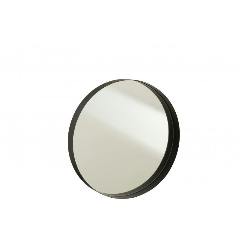 - Miroir rond bord métal noir D40cm